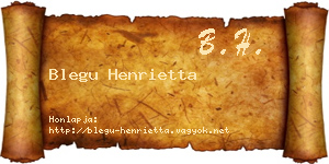 Blegu Henrietta névjegykártya